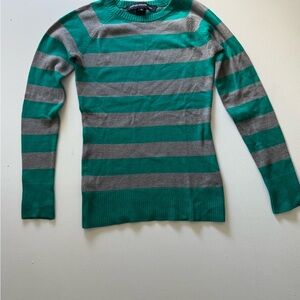 French Connection FCUK SZ XS Teal and Gray Striped Sweater